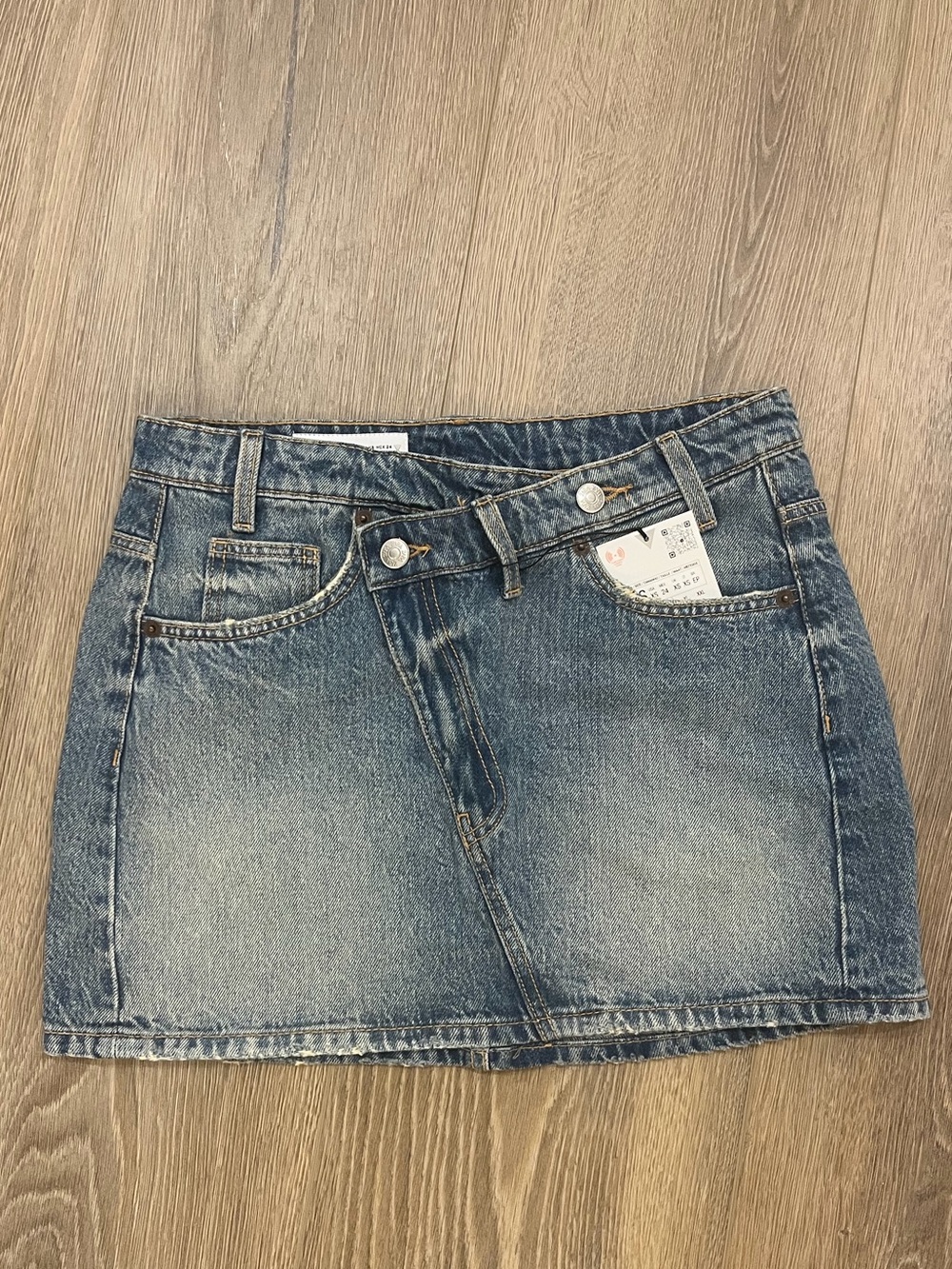 Zara faded blue denim mini skirt